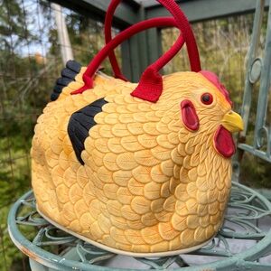 Whimsical Chicken-Shaped Tote Bag - Yellow and Black